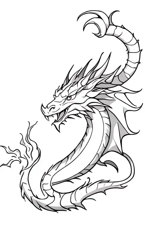 Dragon With Ram Horns Breathing Fire
