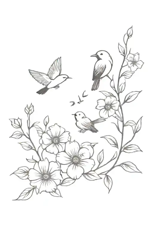 Flowers And Birds And Butterflies