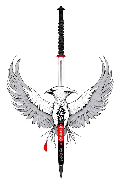 Katana Outlined By A Falcon Of Wild