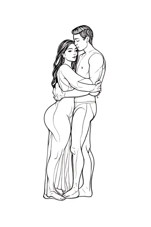 A Man Hugging A Woman