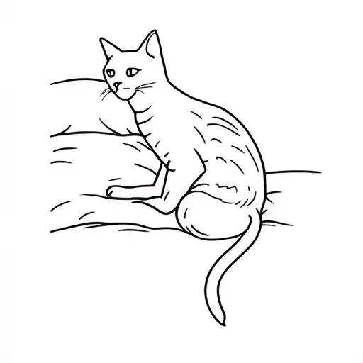 A Cat Laying On A Bed