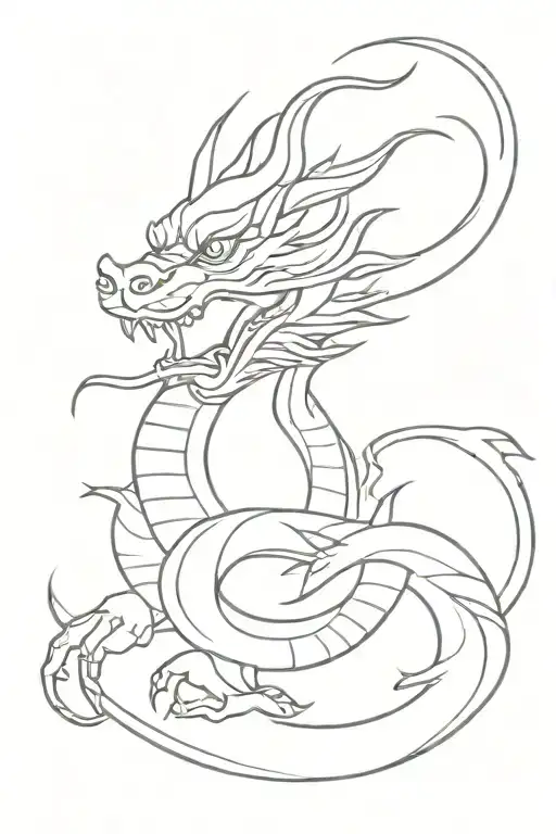 Serene Chinese Dragon With Front Face And S-shaped Body