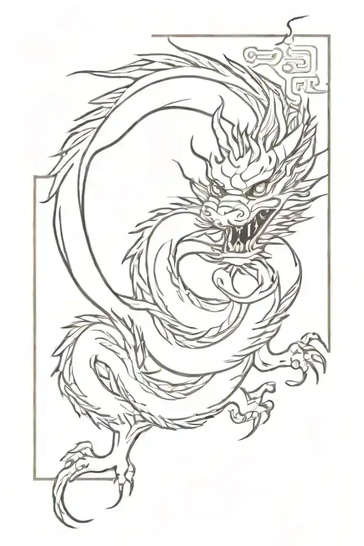 Serene Chinese Dragon With Full Front Face And S-shaped Body