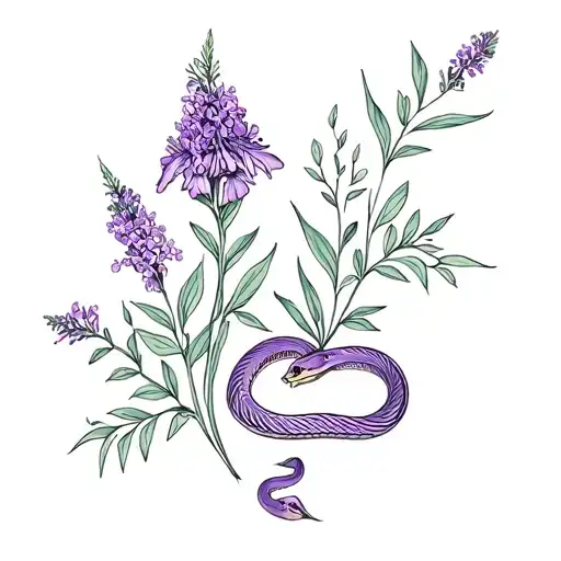 Wildflowers And Purple Lilac With Snakes