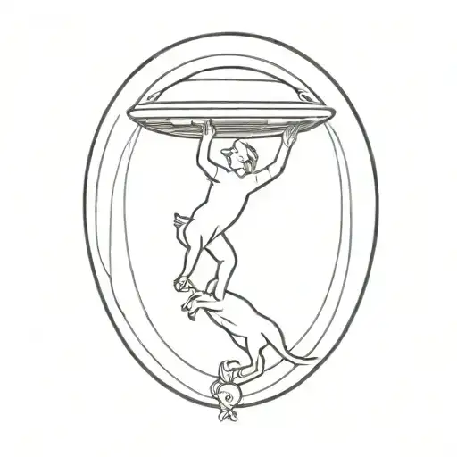 A Dog And Woman Being Lifted Up Into A Ufo Hovering