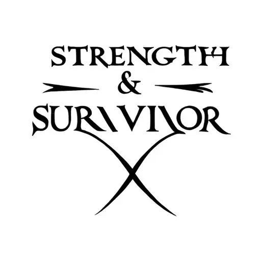 Two Word Ambigram Saying Strength And Survivor Logo
