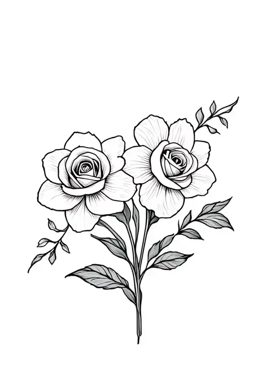 Daffodil And Two Roses Wrapped