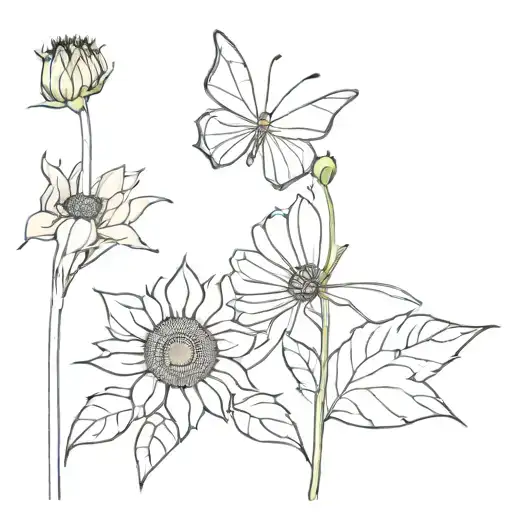 Butterfly And Sunflower