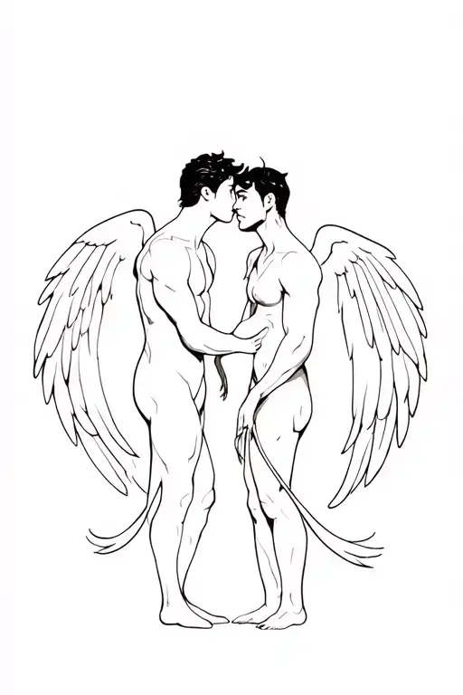 Gay Male Angel And Gay Male Demon Making Out