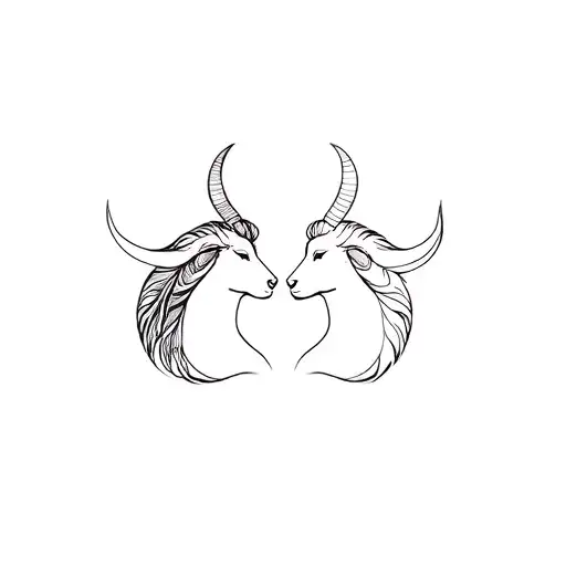 Capricorn And Aries Couple Tattoo Design