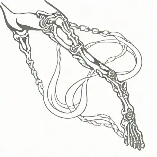 Skeleton Chained By The Ankles Under The Ocean Waves