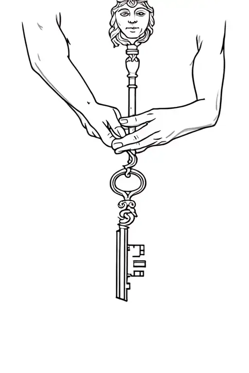 Twofaced God Holding A Key