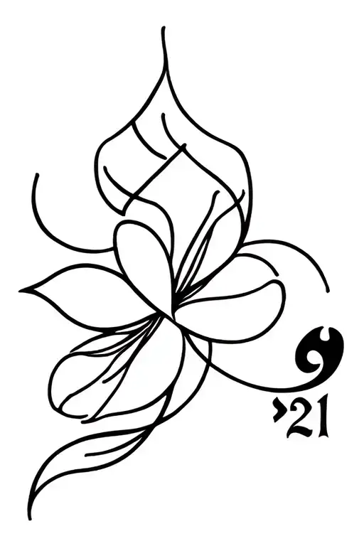 Neck Flower Intertwined Within Spades And 21 Incorporated In The Flower