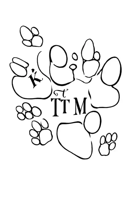 Paw Prints Leading With Initials K B S T M O