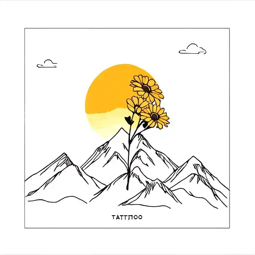 Mountains Sun Flowers Arm