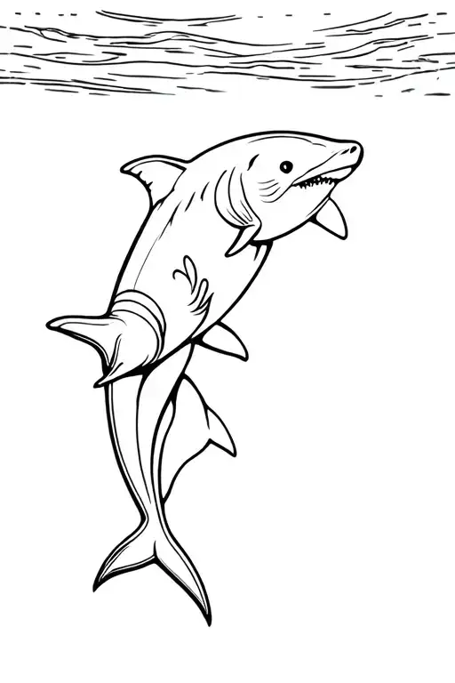 Dolphin Swimming With Shark