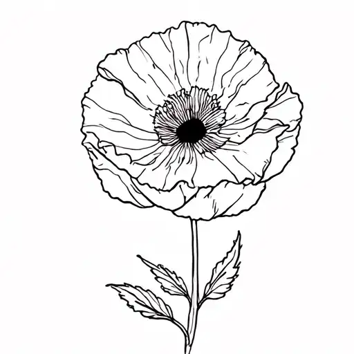 Fine Line Poppy Flower And A Sun
