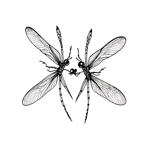 Two Dragonflies Flying