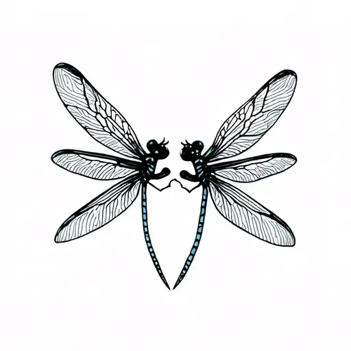 Two Dragonflies Flying