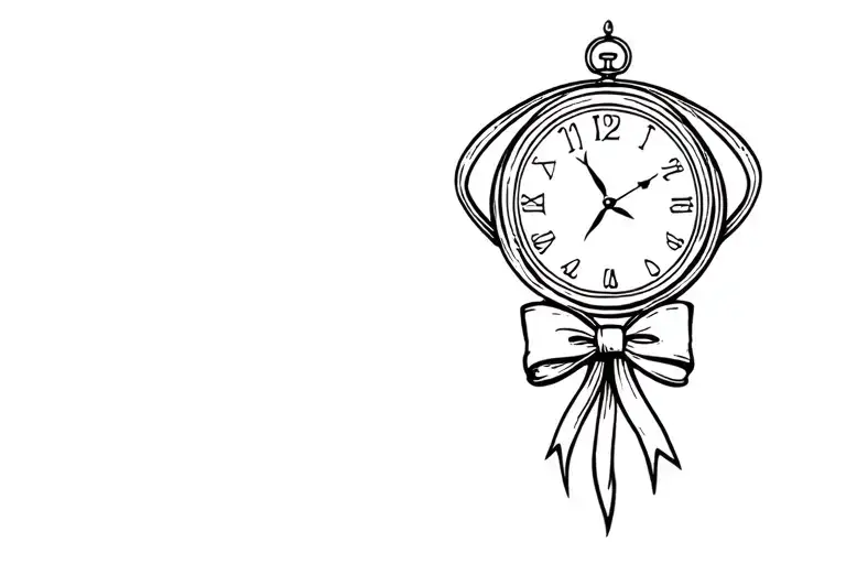 A Clock At 12 With A Bow Tied