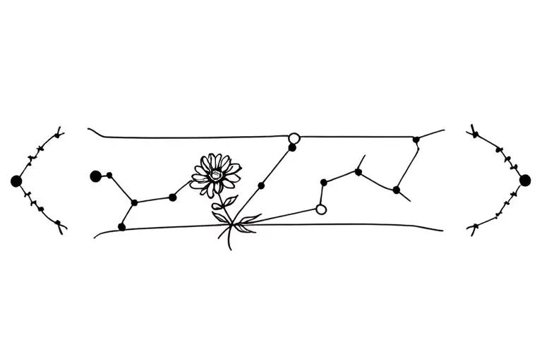 Arm Band Tattoo Aquarius Constellation And Flower