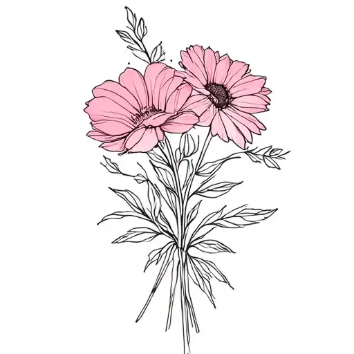 Fine Line Birth Flower Bouquet