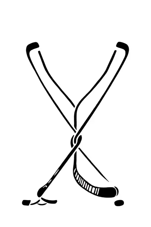 55 With Hockey Sticks Crossed