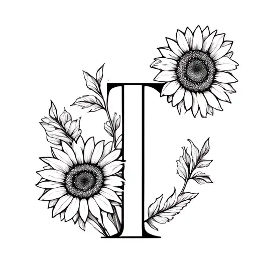Marguerite And Sunflower Bouquet With The Letter T
