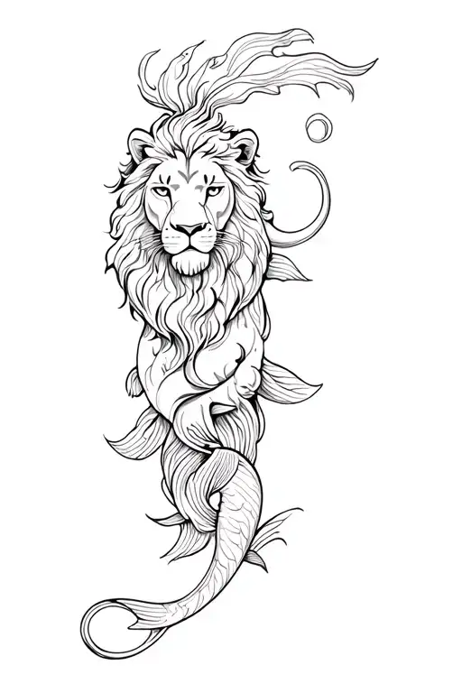A Lion And Koi Fish