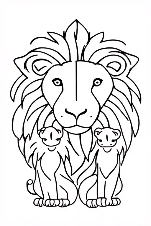 Lion Family With The Integrated Letters