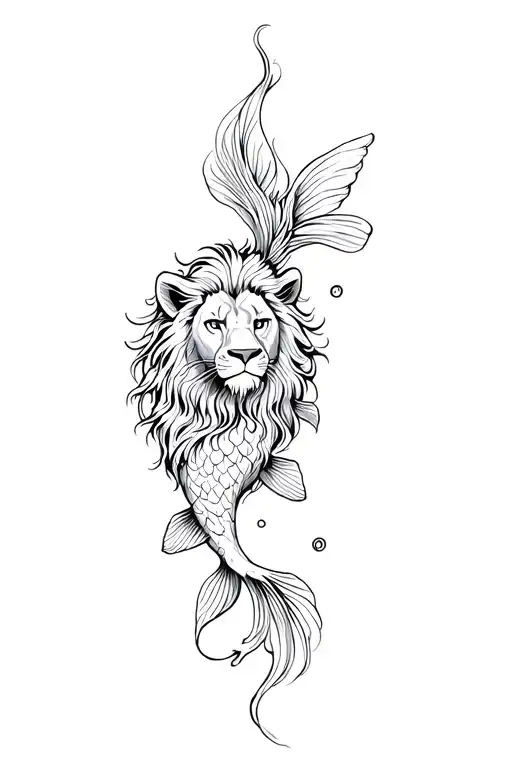 A Lion And Koi Fish