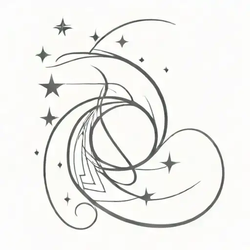 A Minimalist Design Of A Galaxy Merging With A Zen Symbol