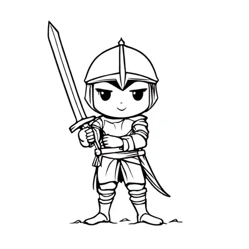 Cute Cartoon Cherry Dressed As A Knight Holding A Sword