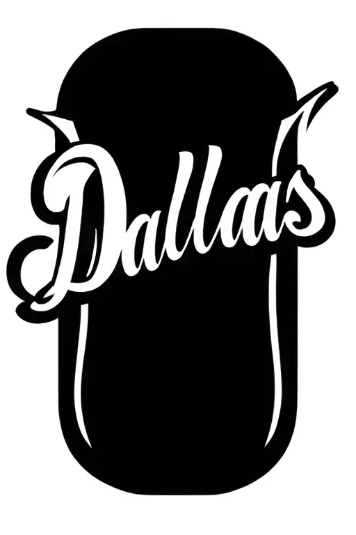 Dallas Name Tattoo In Cursive Font Gangster Style