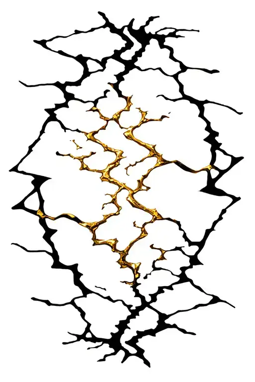 Kitsungi Gold Cracks On A Black Canvas