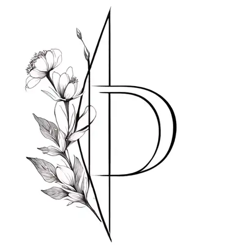 Hidden D Initlal With Flowers Blooming