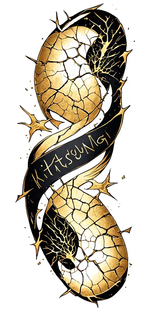 Kitsungi Gold Cracks On A Black Banner