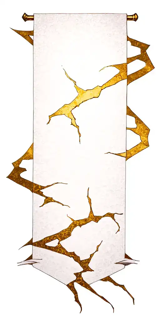 Kitsungi Gold Cracks On A White Banner