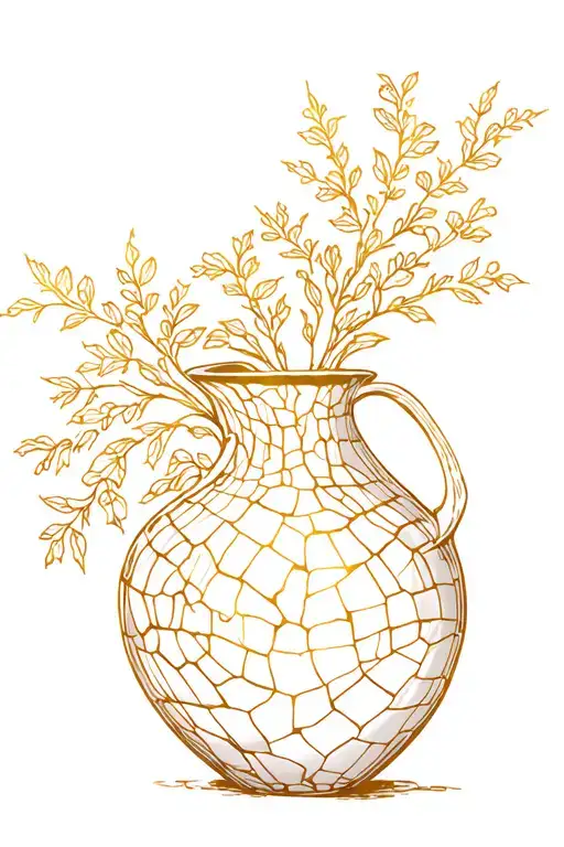 Gentle Kitsungi Gold Cracks Through A Large Vase