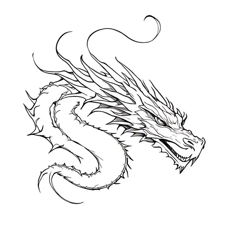 Good Dragon Tattoo Sketch For The Whole Back
