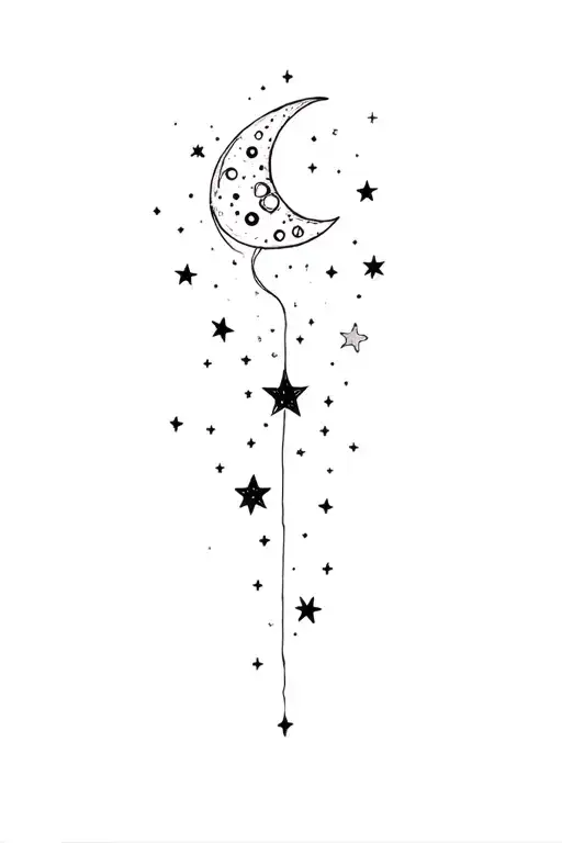 Moon And Stars And Galaxy