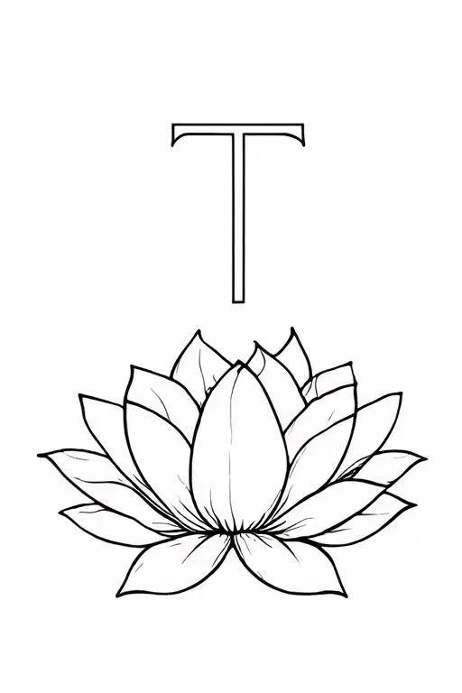 Letter T In A Lotus Flower
