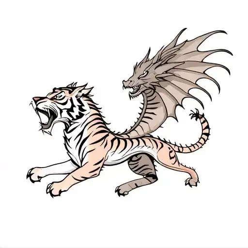 A Tiger And A Dragon Flying