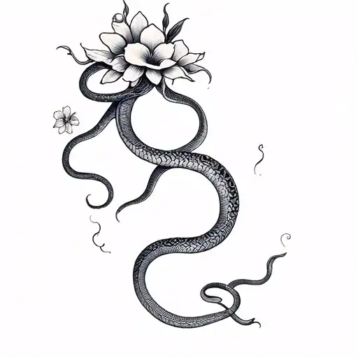 Medusa Tattoo With 9 Snakes And 1 Flowers