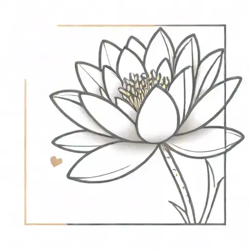 Simple Water Lilly With Small Heart Underneath