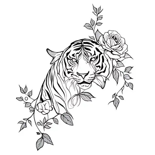 Roses Vines Tiger