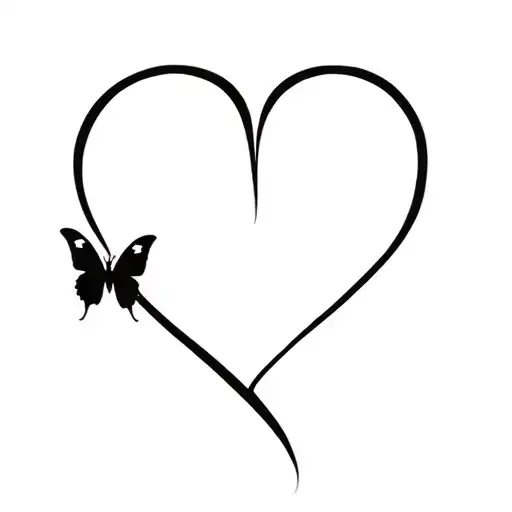 Heart With Butterfly Flying