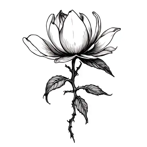 Magnolia Flower With Roots