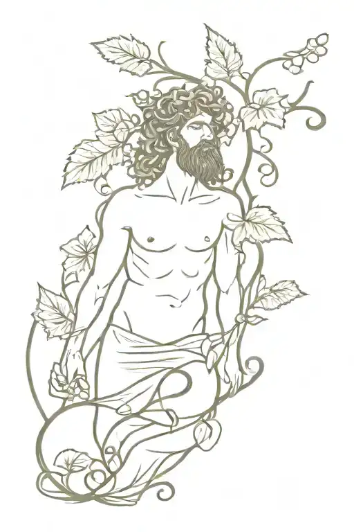 God Dionysus In Full Growth With A Grape Vine