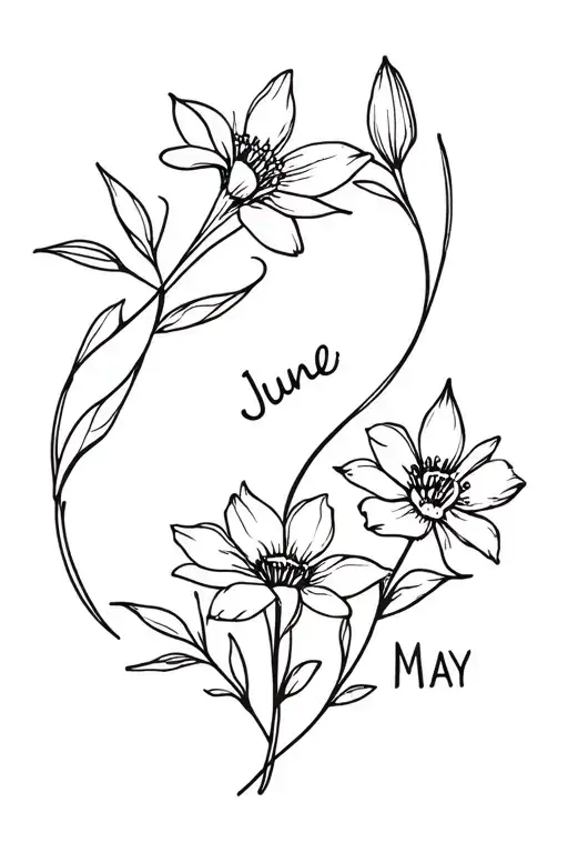 June And May Birth Flowers In S Shape